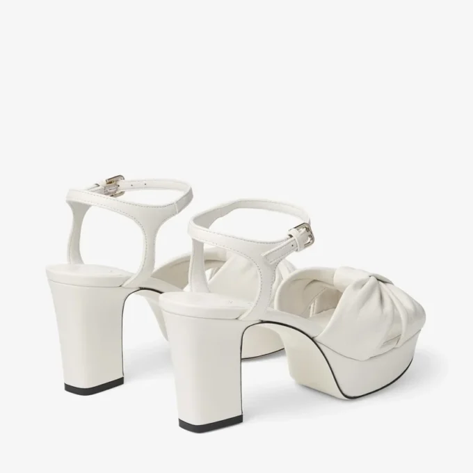 Heloise 80 Latte Nappa Leather Platform Sandals