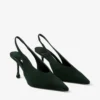 Isa 80 British Green Suede Slingbacks with Dotted Heels
