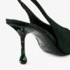 Isa 80 British Green Suede Slingbacks with Dotted Heels