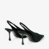 Isa 80 British Green Suede Slingbacks with Dotted Heels