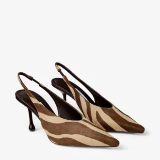 Isa 80 Chocolate Zebra Printed Pony Pumps