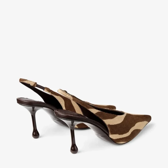 Isa 80 Chocolate Zebra Printed Pony Pumps