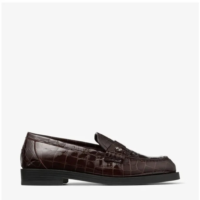 Ivy Loafer Sambuco Shiny Croc Embossed Leather Loafers