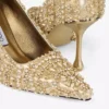Ixia 80 Gold Mix Metallic Nappa Leather Pumps with Crystal Embroidery