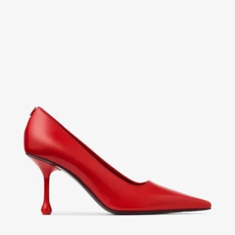 Ixia 80 Ruby Red Leather Pumps