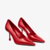Ixia 80 Ruby Red Leather Pumps