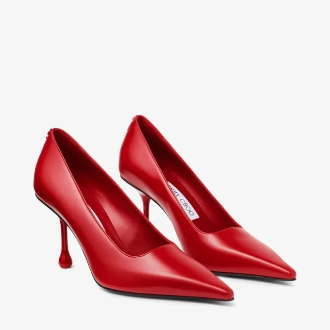 Ixia 80 Ruby Red Leather Pumps