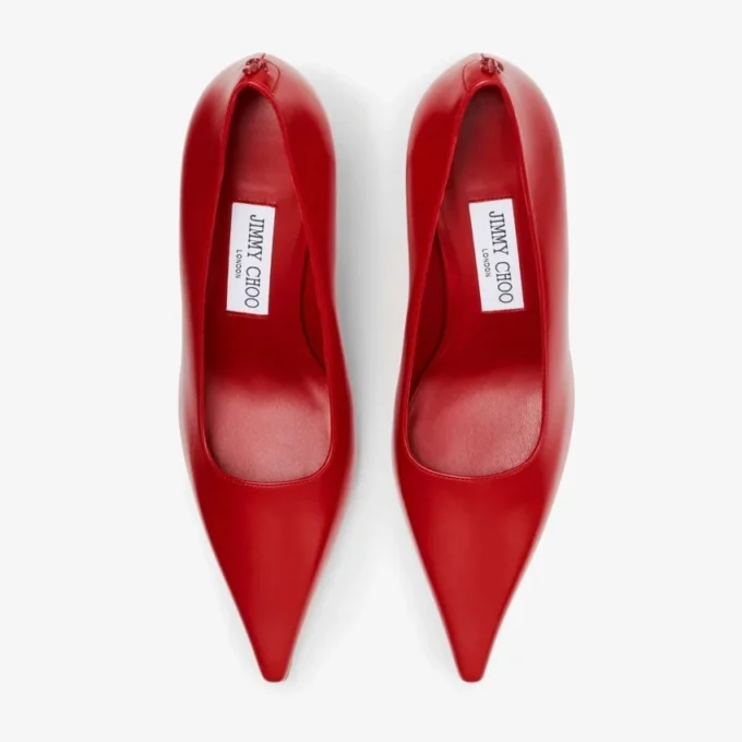 Ixia 80 Ruby Red Leather Pumps