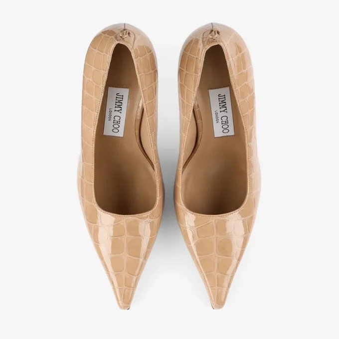 Ixia 95 Chai Shiny Croc Embossed Leather Pumps