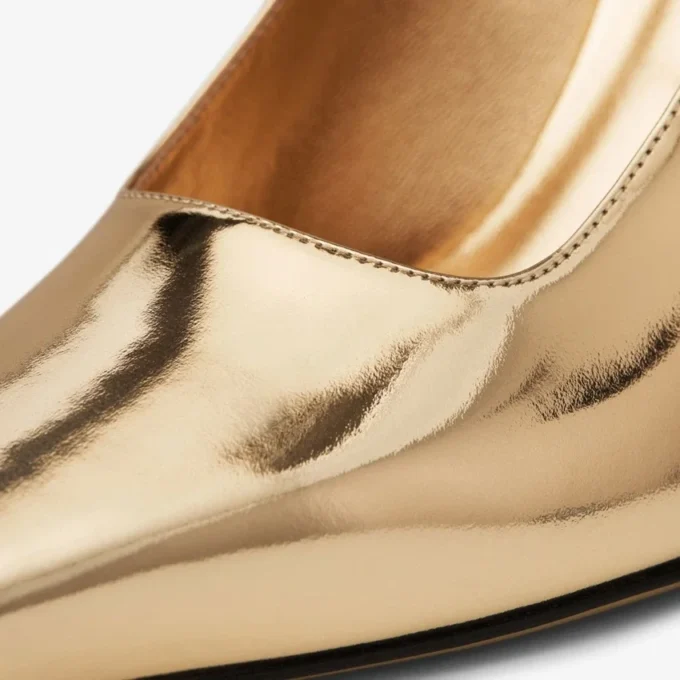 Ixia 95 Gold Liquid Metal Leather Pumps