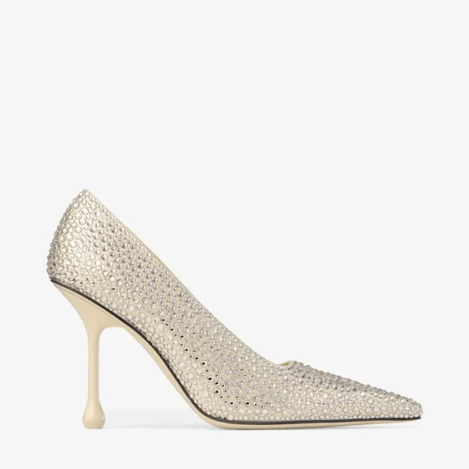 Ixia 95 Yellow Buttermilk Satin Rhinestones Pumps