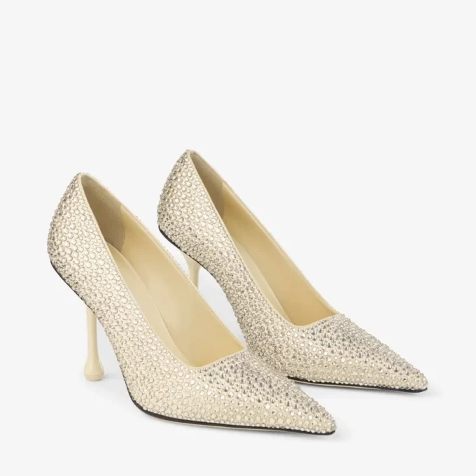 Ixia 95 Yellow Buttermilk Satin Rhinestones Pumps