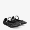 Jade Ballerina Black Soft Nappa Leather Ballerina Flats with Crystal Strap