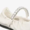 Jade Ballerina Latte Soft Nappa Leather Ballerina Flats with Crystal Strap
