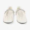 Jade Ballerina Latte Soft Nappa Leather Ballerina Flats with Crystal Strap