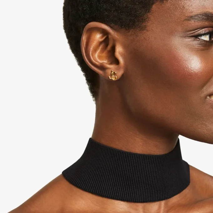 Jc Mini Studs Gold-Finish Metal Jc Mini Stud Earrings