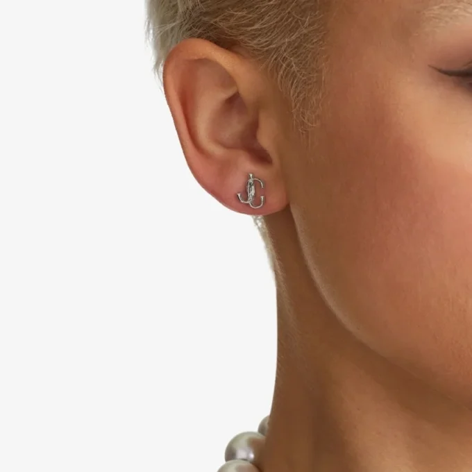 Jc Mini Studs Silver-Finish Metal Jc Mini Stud Earrings