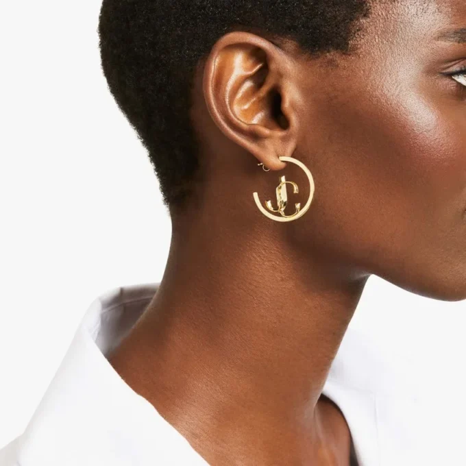 Jc Monogram Hoops Gold-Finish Metal Jc Monogram Hoops