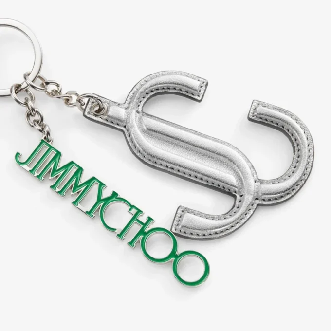 Jc Multi Charm Silver & Green Metallic Nappa Star Logo Bag Charm