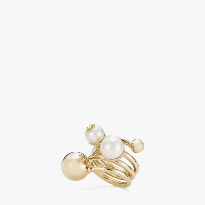 Jc Multi Pearl Ring Gold-Finish Metal Ring with Pearls