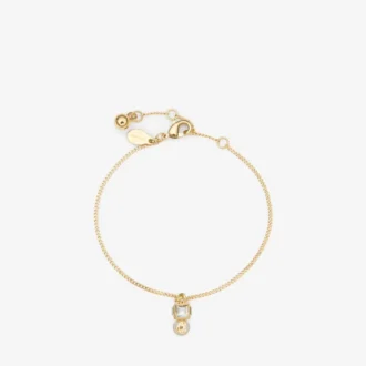Jc Pearl Cube Bracelet Gold Metal Bracelet with Pearl and Crystal Cube