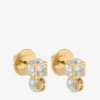 Jc Pearl Cube Studs Gold Metal Earrings with Pearl and Crystal Cube