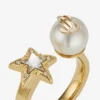 Jc Star Pearl Ring Gold-Finish Metal Ring with Crystal Star and Pearl