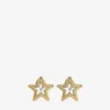 Jc Star Studs Gold-Finish Metal Jc Star Stud Earrings with Swarovski Crystals