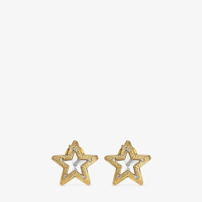 Jc Star Studs Gold-Finish Metal Jc Star Stud Earrings with Swarovski Crystals