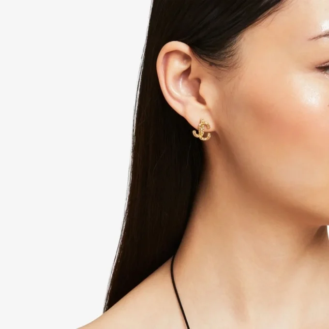 Jc Studs Gold-Finish Metal Jc Stud Earrings with Swarovski Crystals