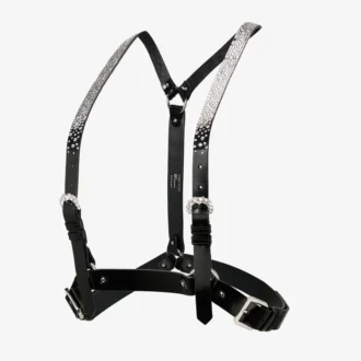 Jimmy Choo Noir Kei Ninomiya Crystals Harness Black Shiny Leather Harness with Crystal Hotfix Embellishment