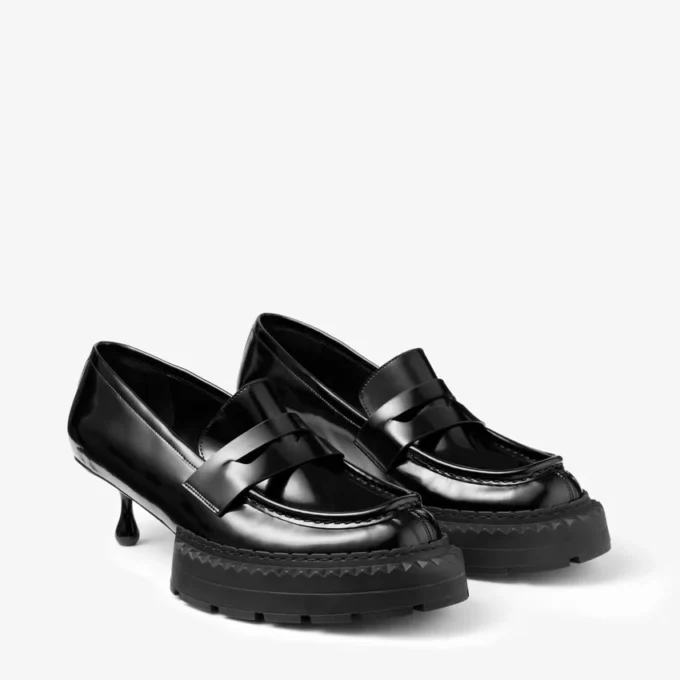 Jimmy Choo Noir Kei Ninomiya Maxi Loafer  Black Polished Calf Leather Loafers
