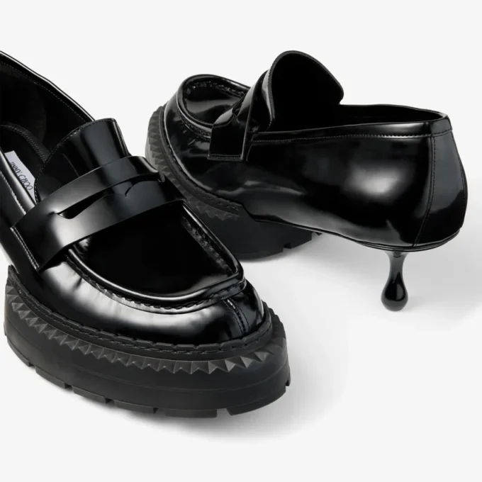 Jimmy Choo Noir Kei Ninomiya Maxi Loafer  Black Polished Calf Leather Loafers