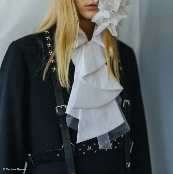 Jimmy Choo Noir Kei Ninomiya Single Star Harness Black Smooth Calf Leather Harness with Metal Multi Star Embellishment