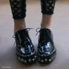 Jimmy Choo Noir Kei Ninomiya Star Shoe Black Polished Calf Leather Lace-Up Shoes with Star Embellishment