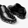 Jimmy Choo Noir Kei Ninomiya Star Shoe Black Polished Calf Leather Lace-Up Shoes with Star Embellishment
