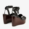 Jori 100 Black Shiny Calf Leather and Shiny Cork Wedges