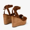 Jori 100 Tan Suede and Shiny Cork Wedges