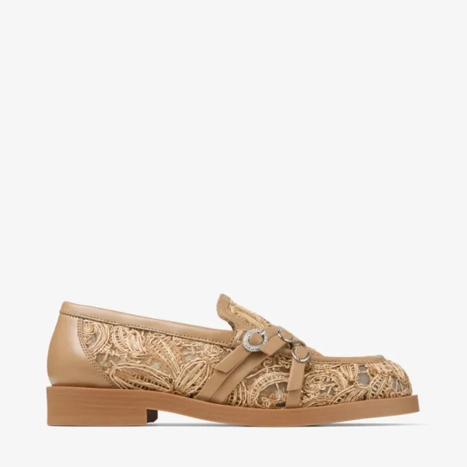 Kalia Loafer Natural Flower Woven Raffia and Calf Leather Loafers
