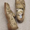 Kalia Loafer Natural Flower Woven Raffia and Calf Leather Loafers