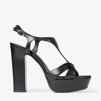 Kesia 120 Black Leather Sandals