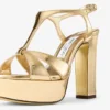 Kesia 120 Gold Liquid Metal Leather Sandals