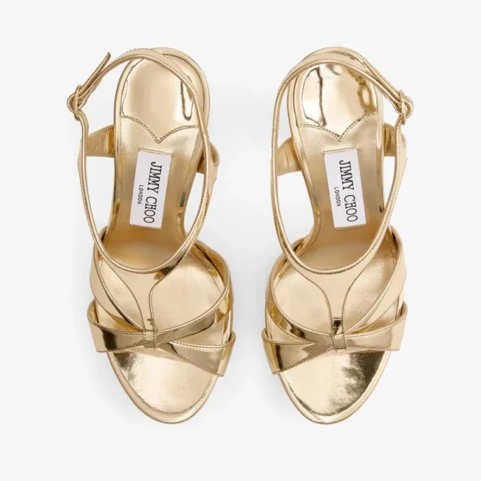Kesia 120 Gold Liquid Metal Leather Sandals