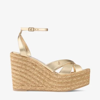 Korra 100 Gold Metallic Nappa Leather Wedges