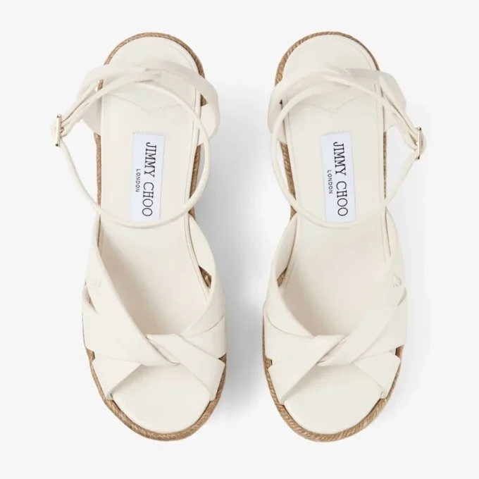 Korra 100 Latte Nappa Leather Wedges