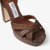 Kove 120 Chocolate and Tan Fine Raffia Platform Sandals