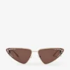 Kristal Pale Gold Cat Eye Sunglasses with Crystals