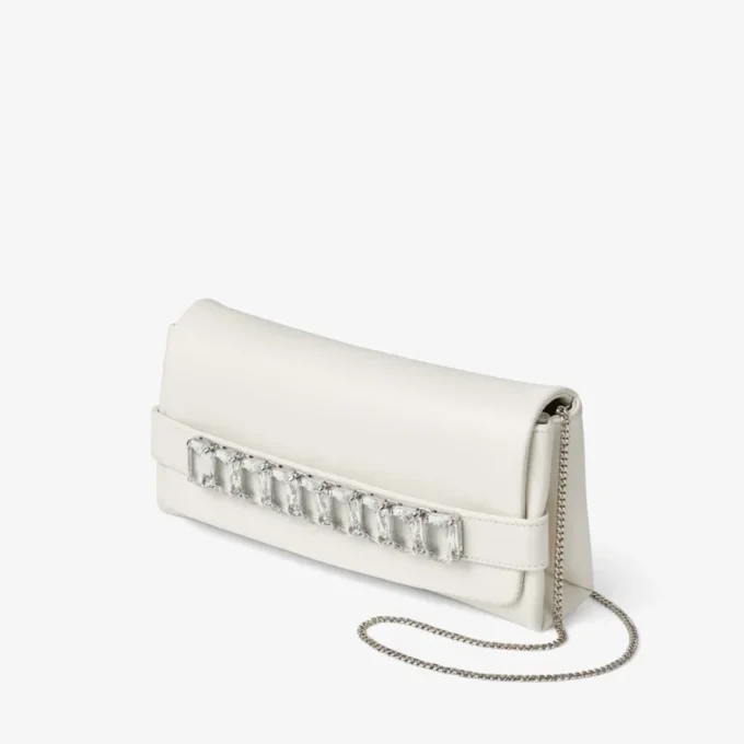 Kya Latte Nappa Leather Clutch Bag