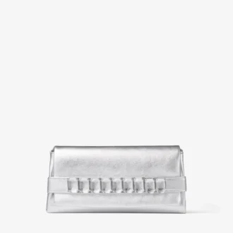 Kya Silver Metallic Nappa Leather Clutch Bag