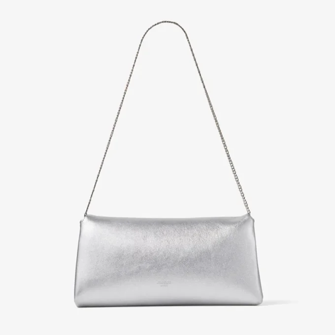 Kya Silver Metallic Nappa Leather Clutch Bag